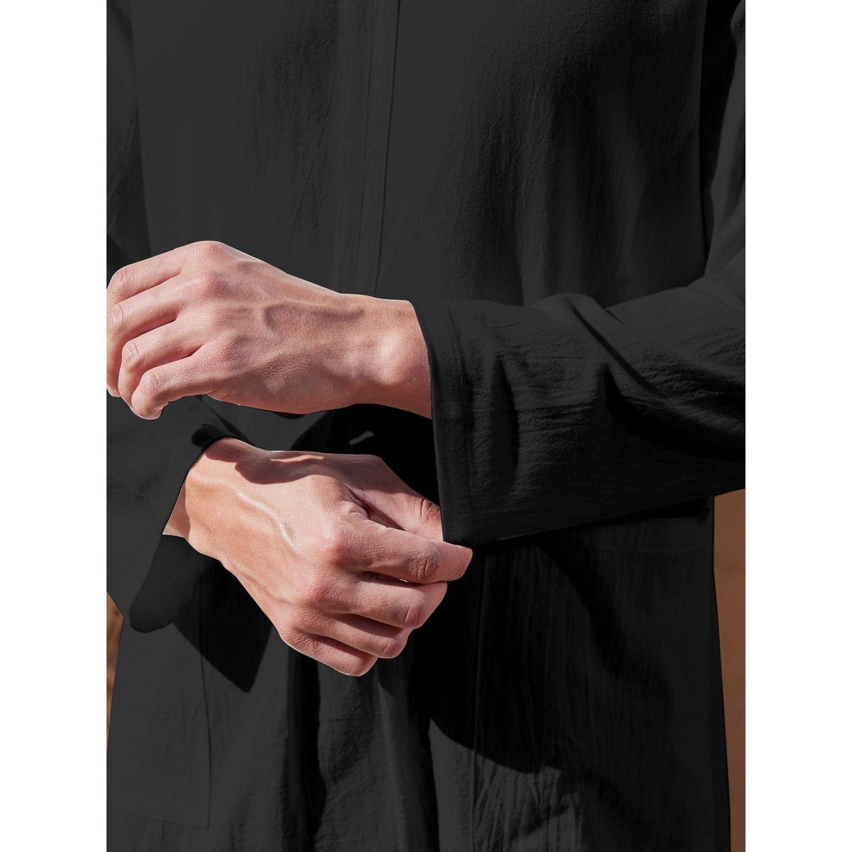 Styli  Loose Fit Long Sleeves V-Neck Robe-men-clothing-shirts-image-5