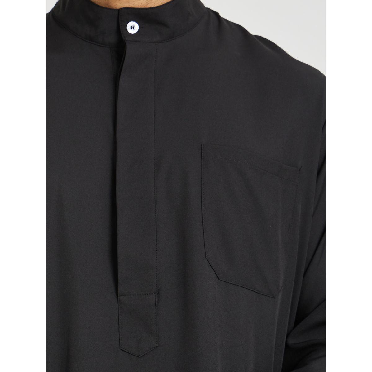 قميص ثوب سادة بياقة قائمة وأكمام طويلة-men-clothing-shirts-image-3