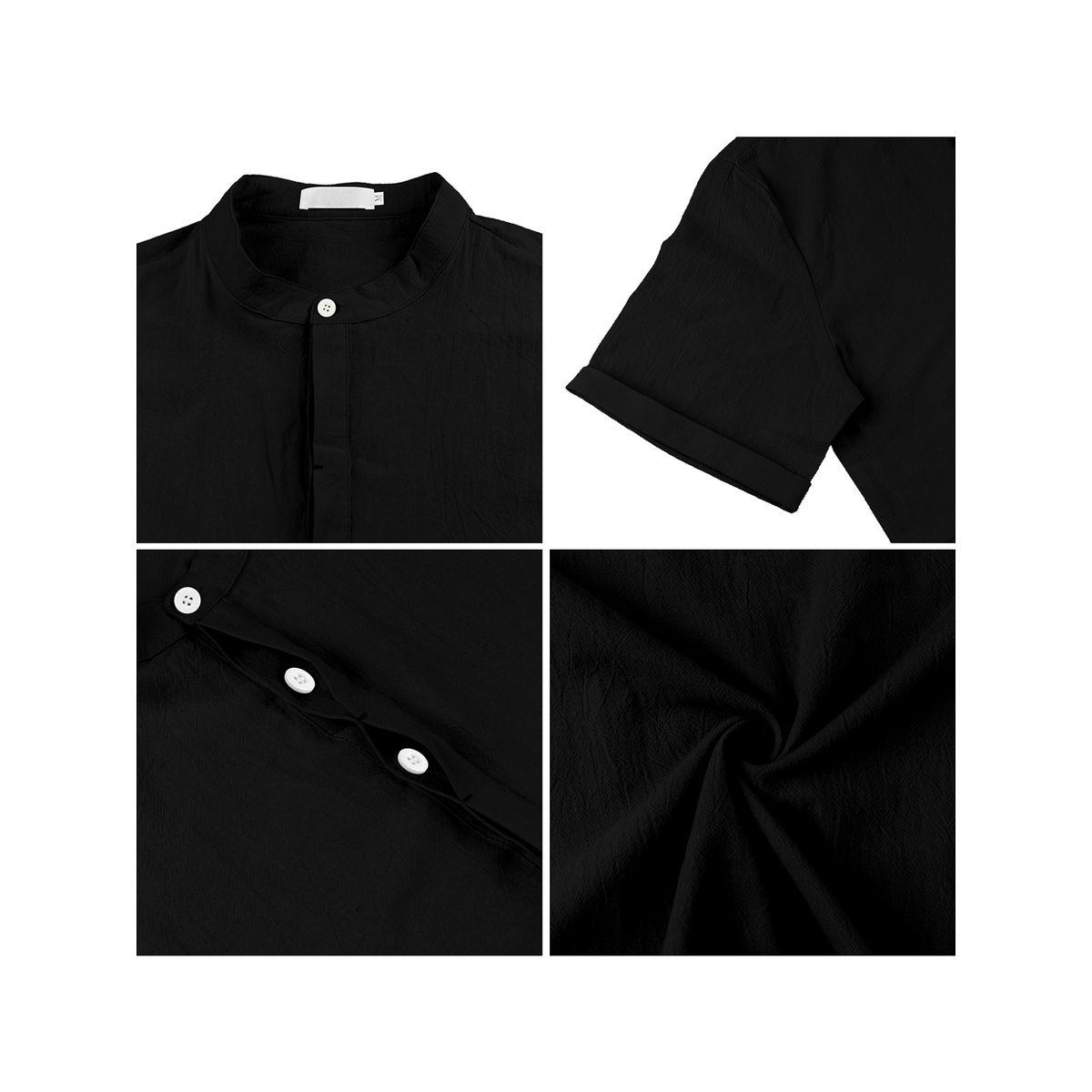 تيشيرت سادة بياقة ماندارين وأكمام قصيرة-men-clothing-shirts-image-5