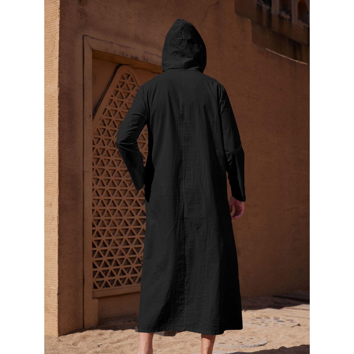 Styli Solid Hooded Long Sleeve Longline Robe-men-clothing-shirts-image-2