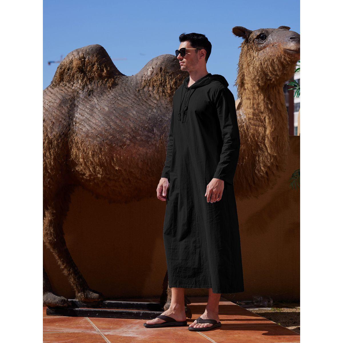 روب سادة بياقة هودي وأكمام طويلة-men-clothing-shirts-image-4