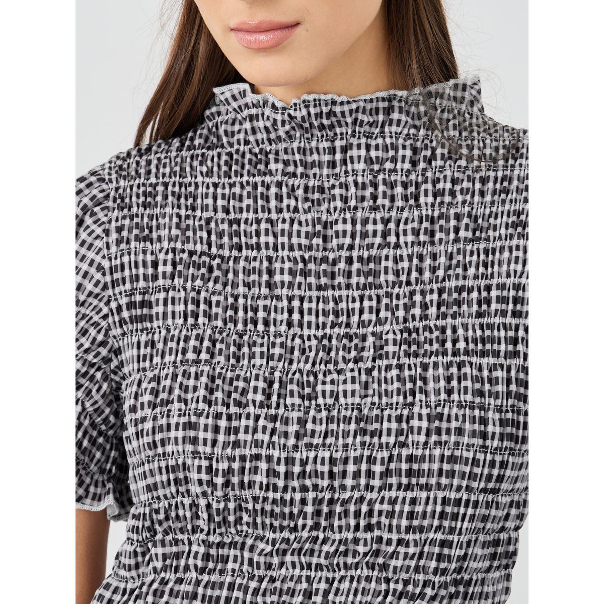 بلوزة بطبعة جينغام مع حافة بكشكش-women-clothing-shirtsandblouses-blouses-image-4