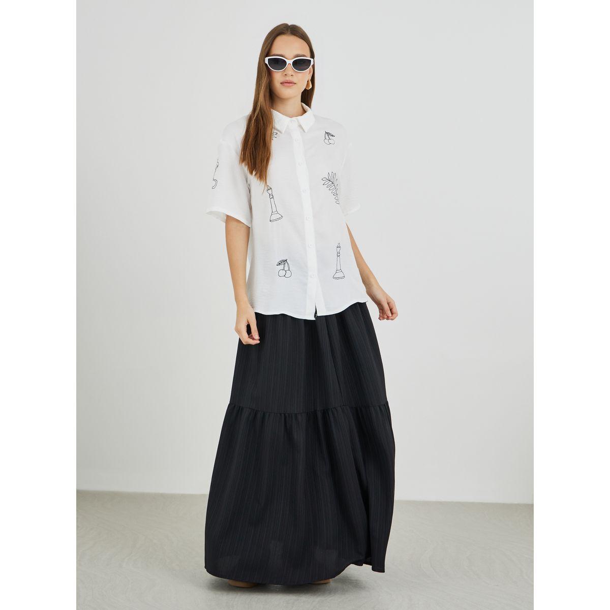 Styli Embroidered Short Sleeve Spread Collar Shirt-women-clothing-shirtsandblouses-shirts-image-2