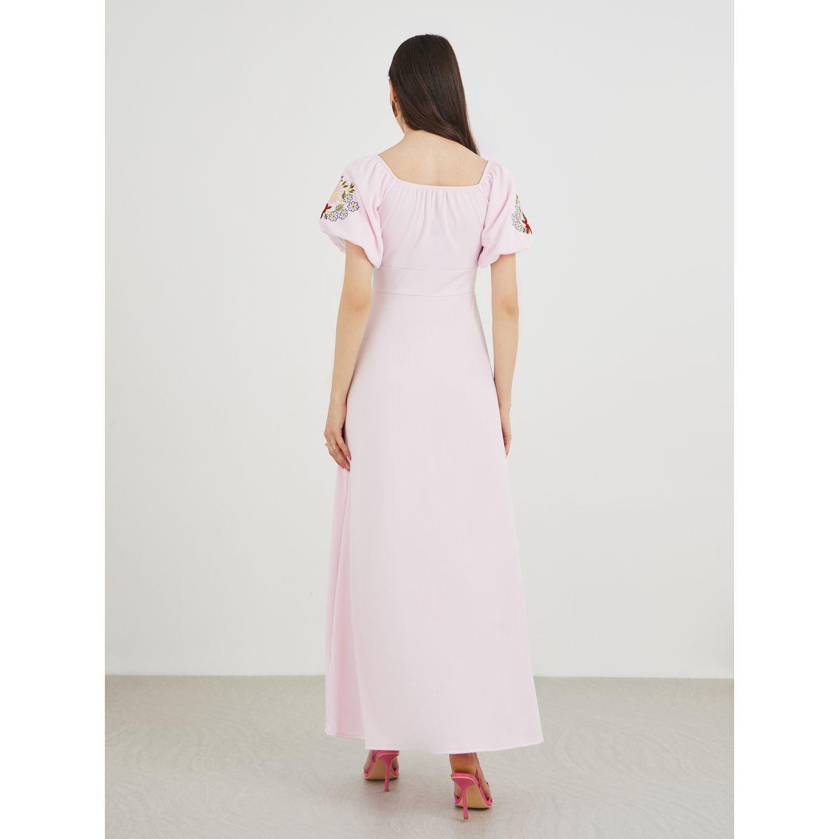 فستان طويل بياقة واسعة وأكمام منفوخة-women-clothing-dresses-image-5