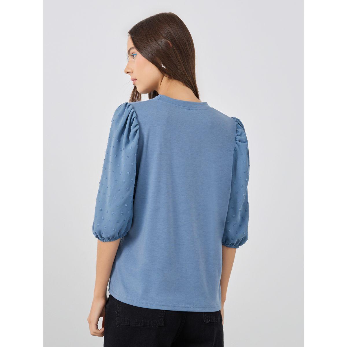 Styli Solid Balloon Sleeve Round Neck Top-women-clothing-shirtsandblouses-blouses-image-5