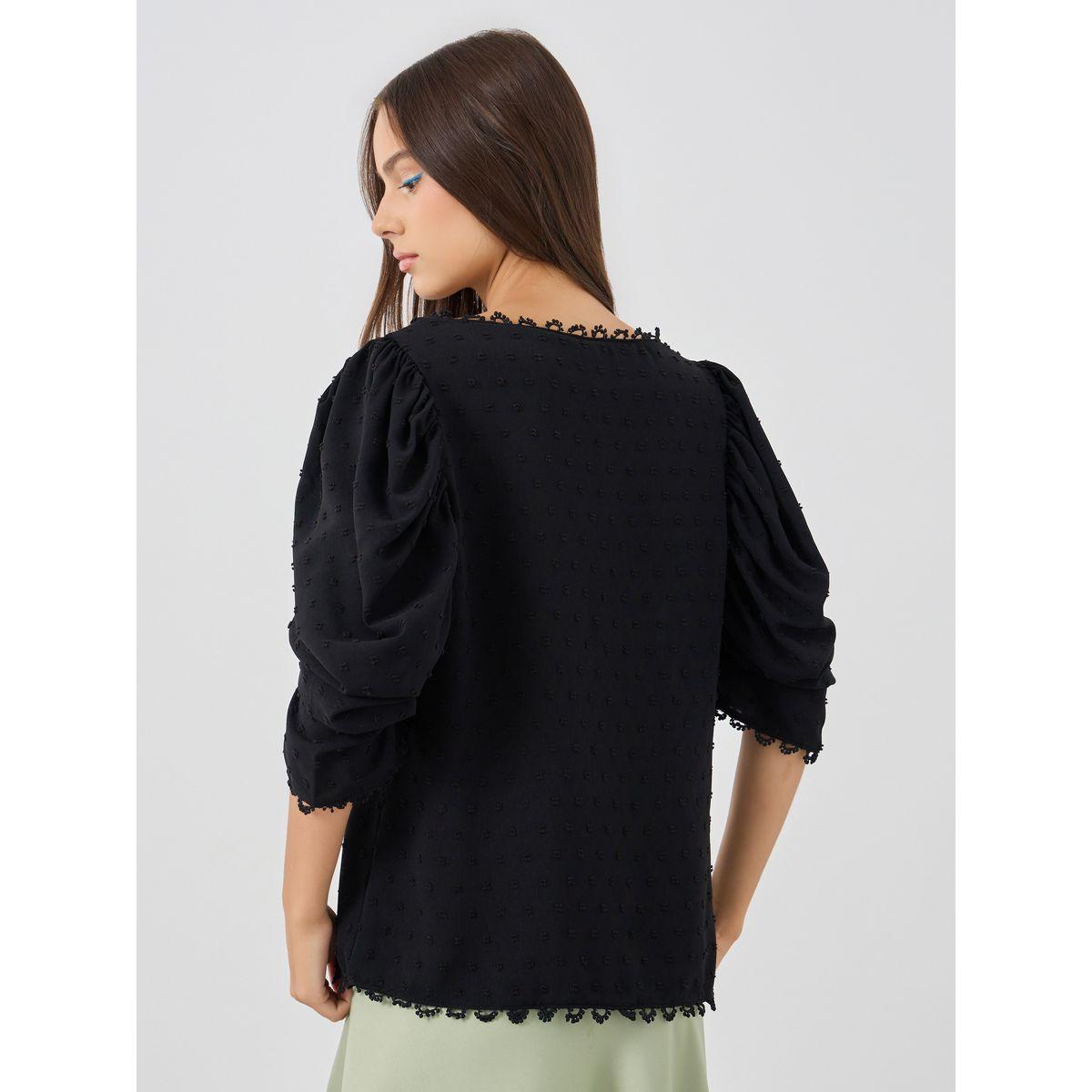Styli Solid Balloon Sleeve Lace Trim Blouse-women-clothing-shirtsandblouses-blouses-image-5