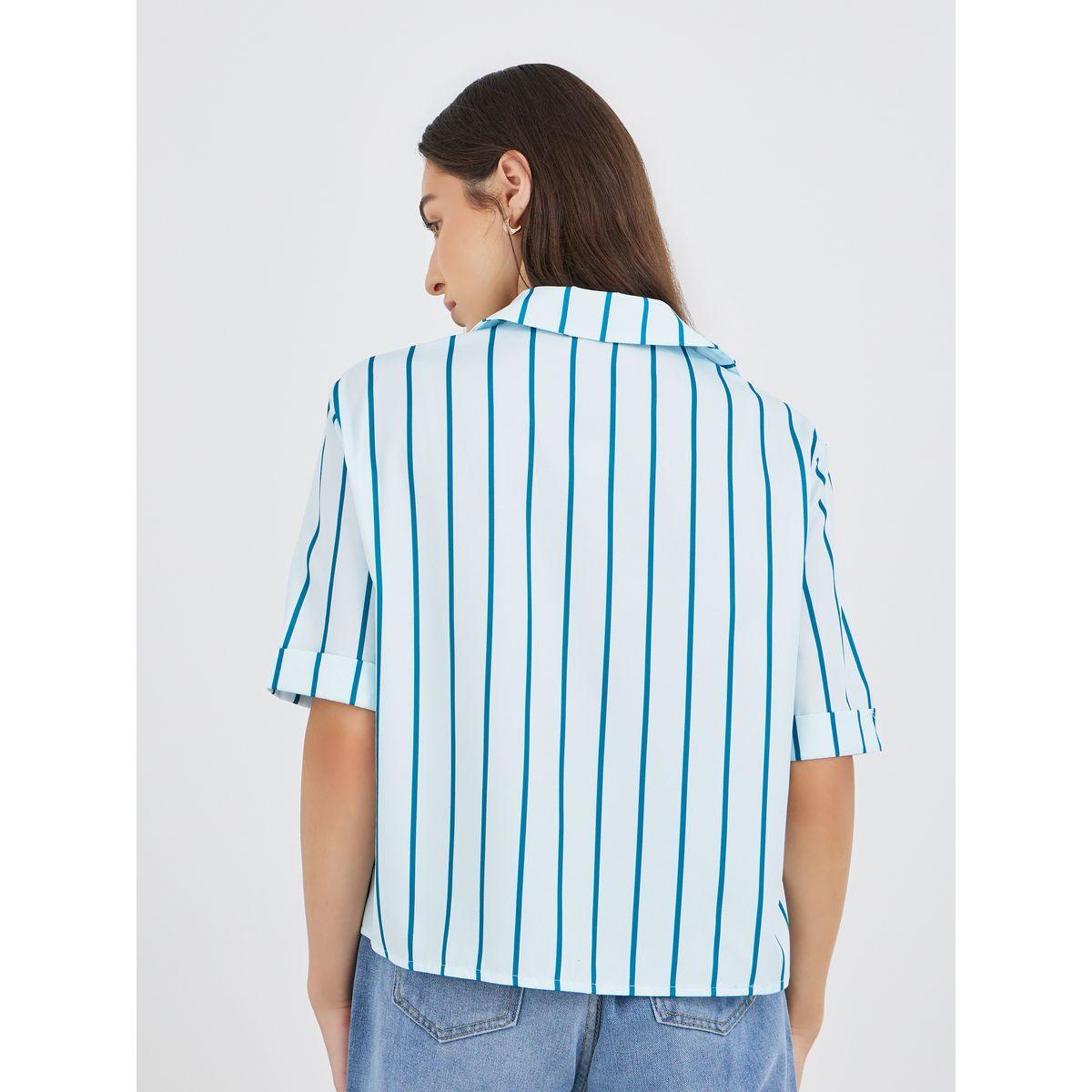 Styli Striped Short Sleeve Oversized Shirt-women-clothing-shirtsandblouses-shirts-image-4