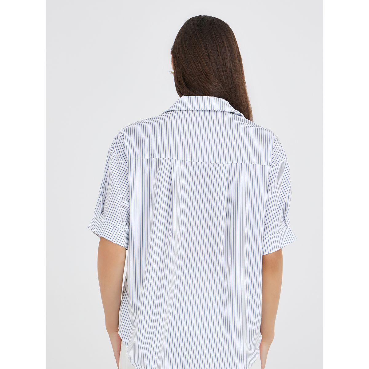 بلوزة فضفاضة مخططة بأكمام قصيرة-women-clothing-shirtsandblouses-shirts-image-4