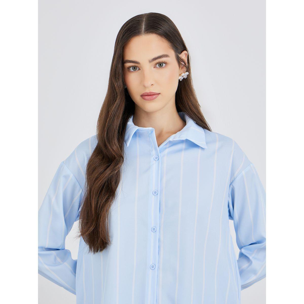 Styli Striped Spread Collar Oversized Shirt-women-clothing-shirtsandblouses-shirts-image-3