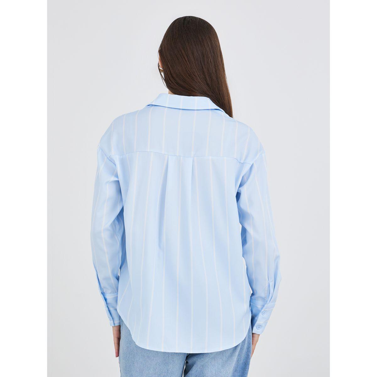 Styli Striped Spread Collar Oversized Shirt-women-clothing-shirtsandblouses-shirts-image-4
