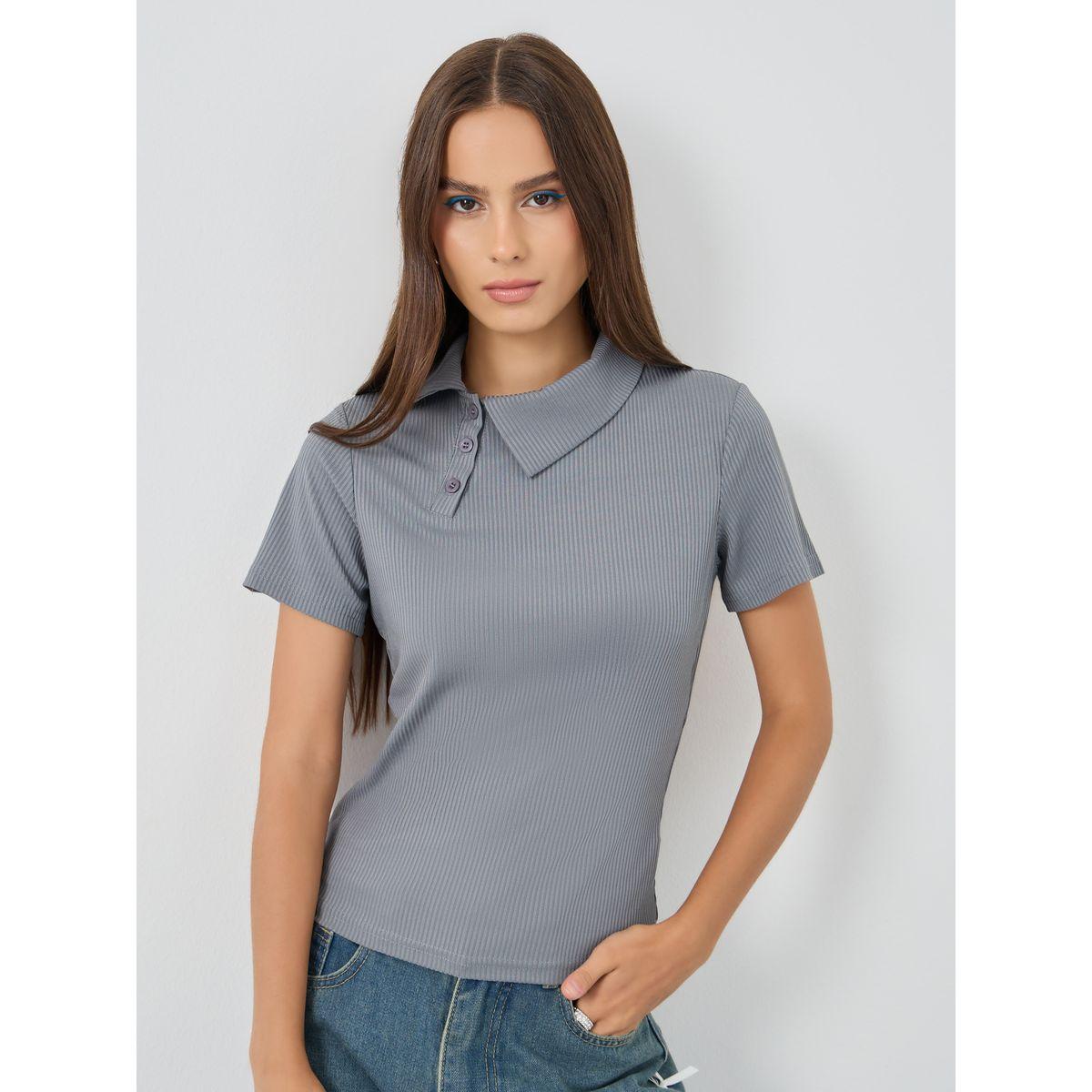 بلوزة بياقة بولو وأكمام قصيرة-women-clothing-tshirts-image-1