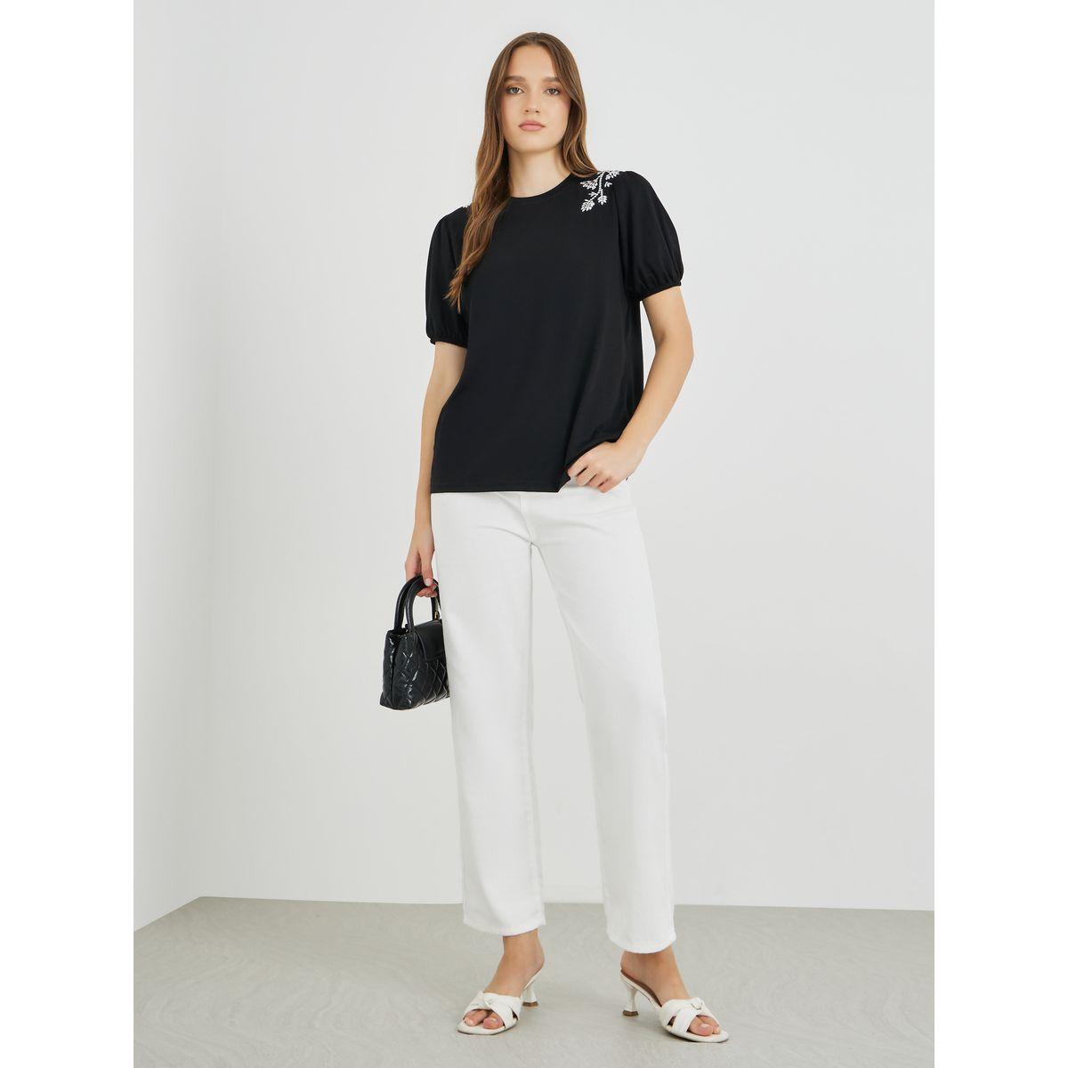 Styli Embroidered Round Neck Short Sleeve T-Shirt-women-clothing-tshirts-image-2