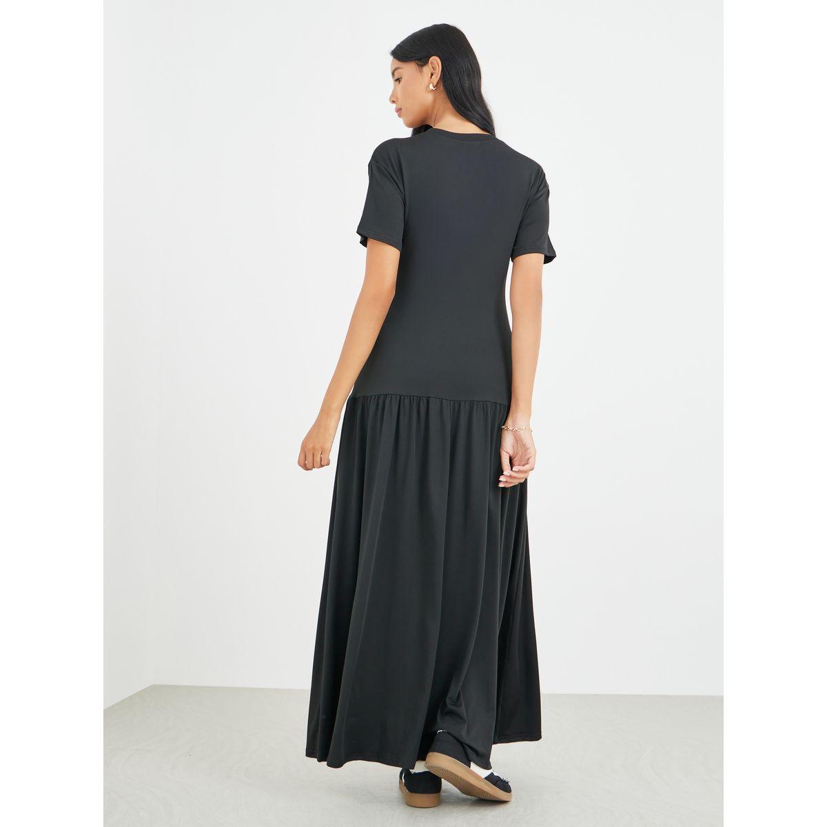 Styli Slogan Print Short Sleeve T-Shirt Maxi Dress-women-clothing-dresses-image-5