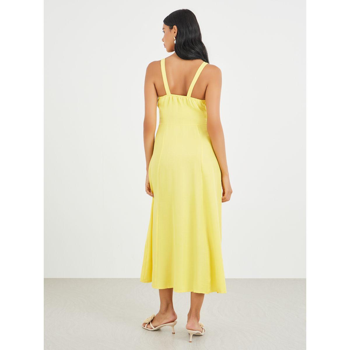 Styli Solid Sleeveless Side Ruched Detail Midi Dress-women-clothing-dresses-image-4