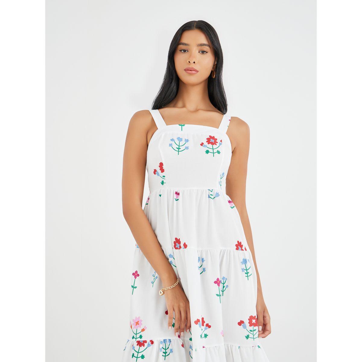 فستان طويل بطبعة زهور وحمالات رفيعة-women-clothing-dresses-image-2