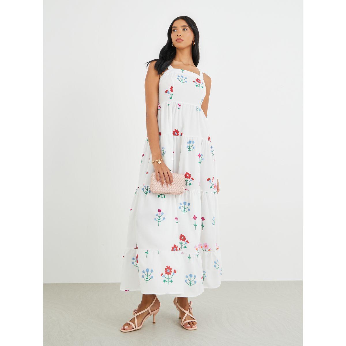فستان طويل بطبعة زهور وحمالات رفيعة-women-clothing-dresses-image-3