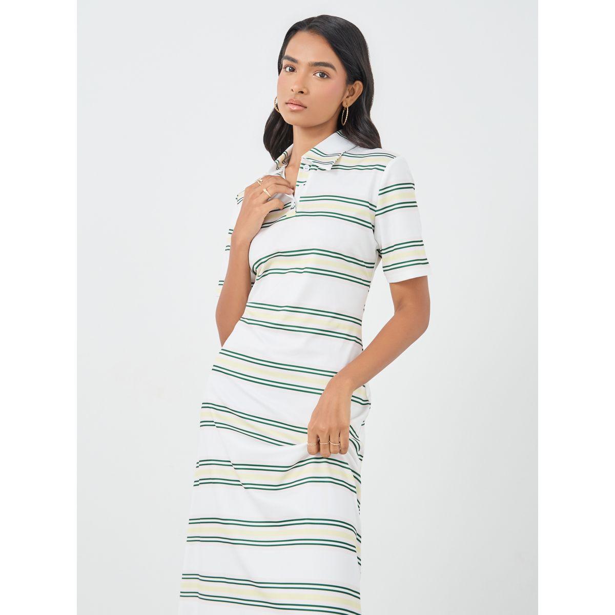 فستان ميدي مخطط بياقة بولو وأكمام قصيرة-women-clothing-dresses-image-3