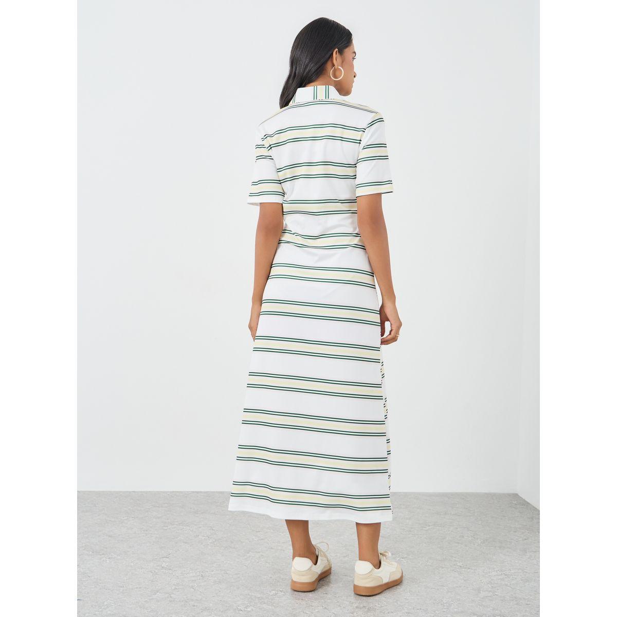 Styli Stripes Short Sleeve Polo Neck Midi Dress-women-clothing-dresses-image-5