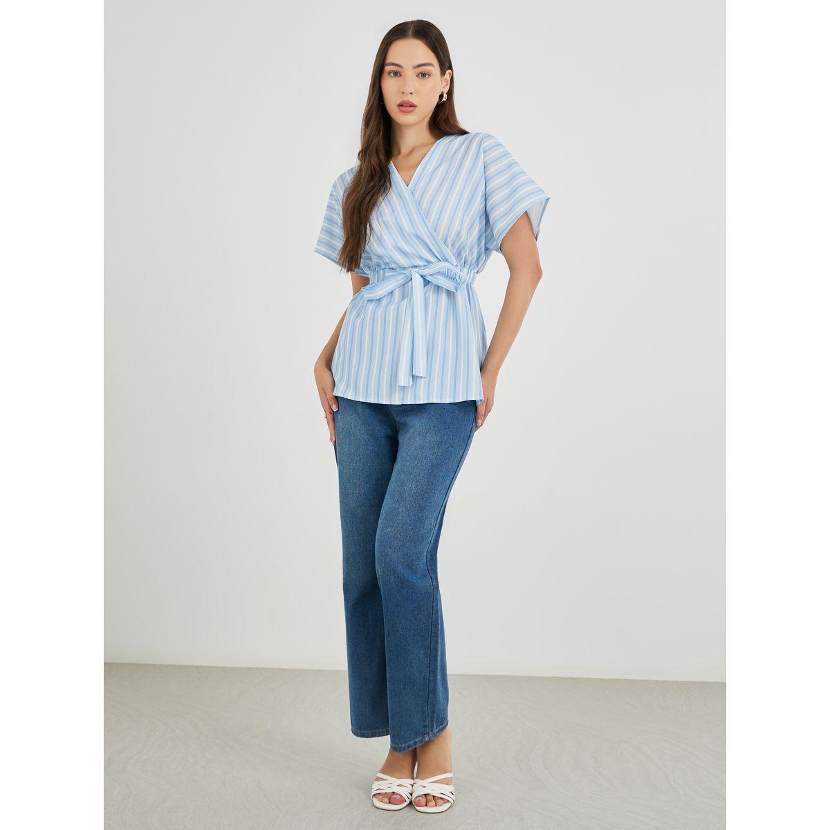 بلوزة مخططة برباط خصر-women-clothing-shirtsandblouses-blouses-image-2