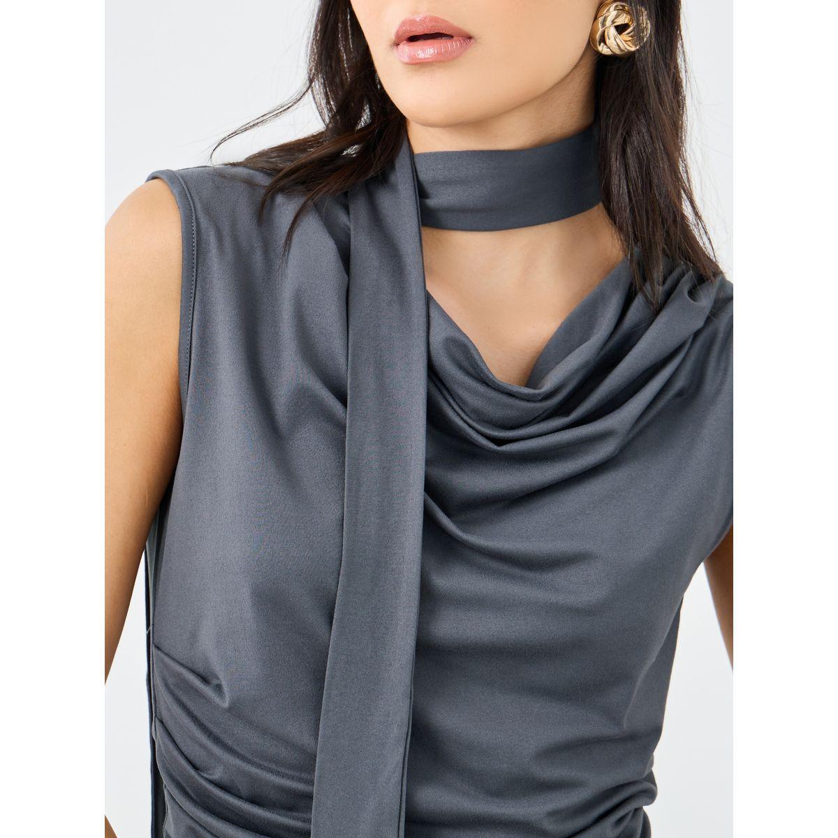 بلوزة سادة بلا أكمام بياقة منسدلة-women-clothing-shirtsandblouses-blouses-image-3