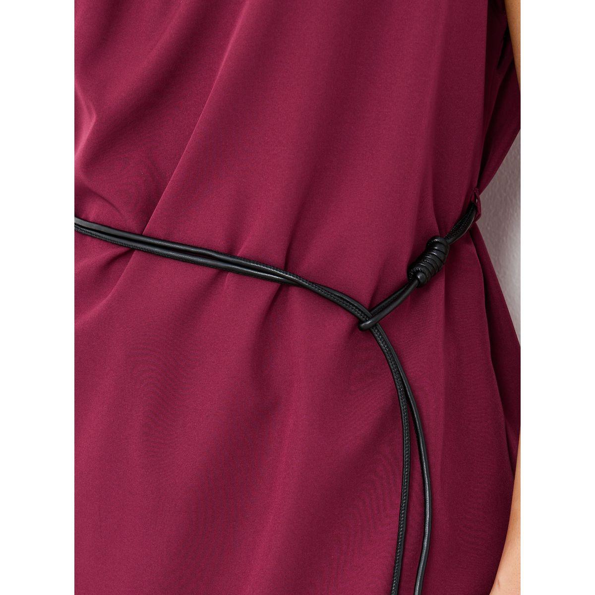 Styli Burgundy High Neck Blouse with Loop String Belt-women-clothing-shirtsandblouses-blouses-image-3