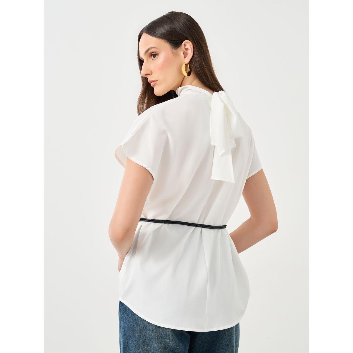 Styli White High Neck Blouse with Loop String Belt-women-clothing-shirtsandblouses-blouses-image-4