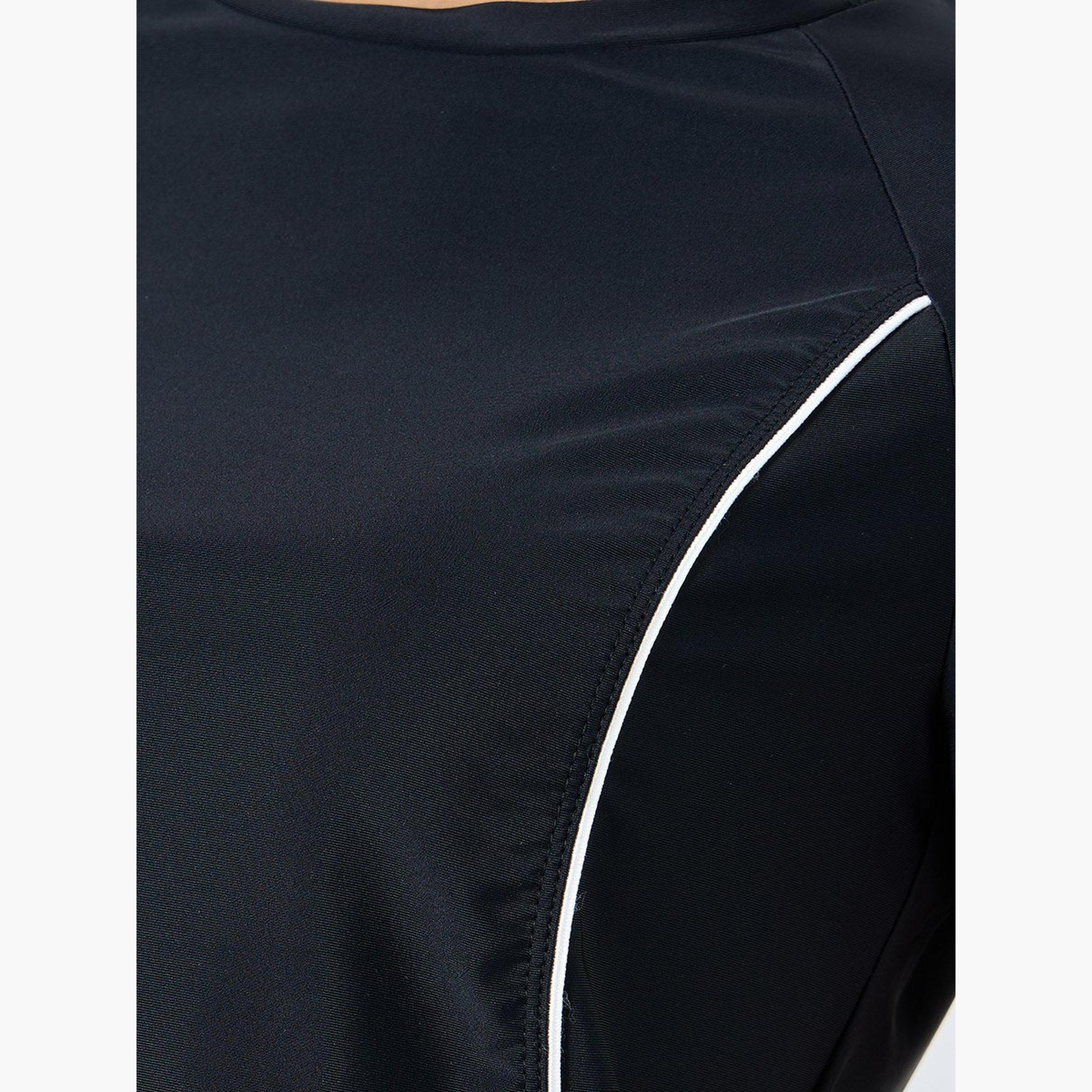 Styli Contrast Seam Front To Back Stripe Detail Top-women-clothing-sportswearandactivewear-tshirtsandvests-image-4