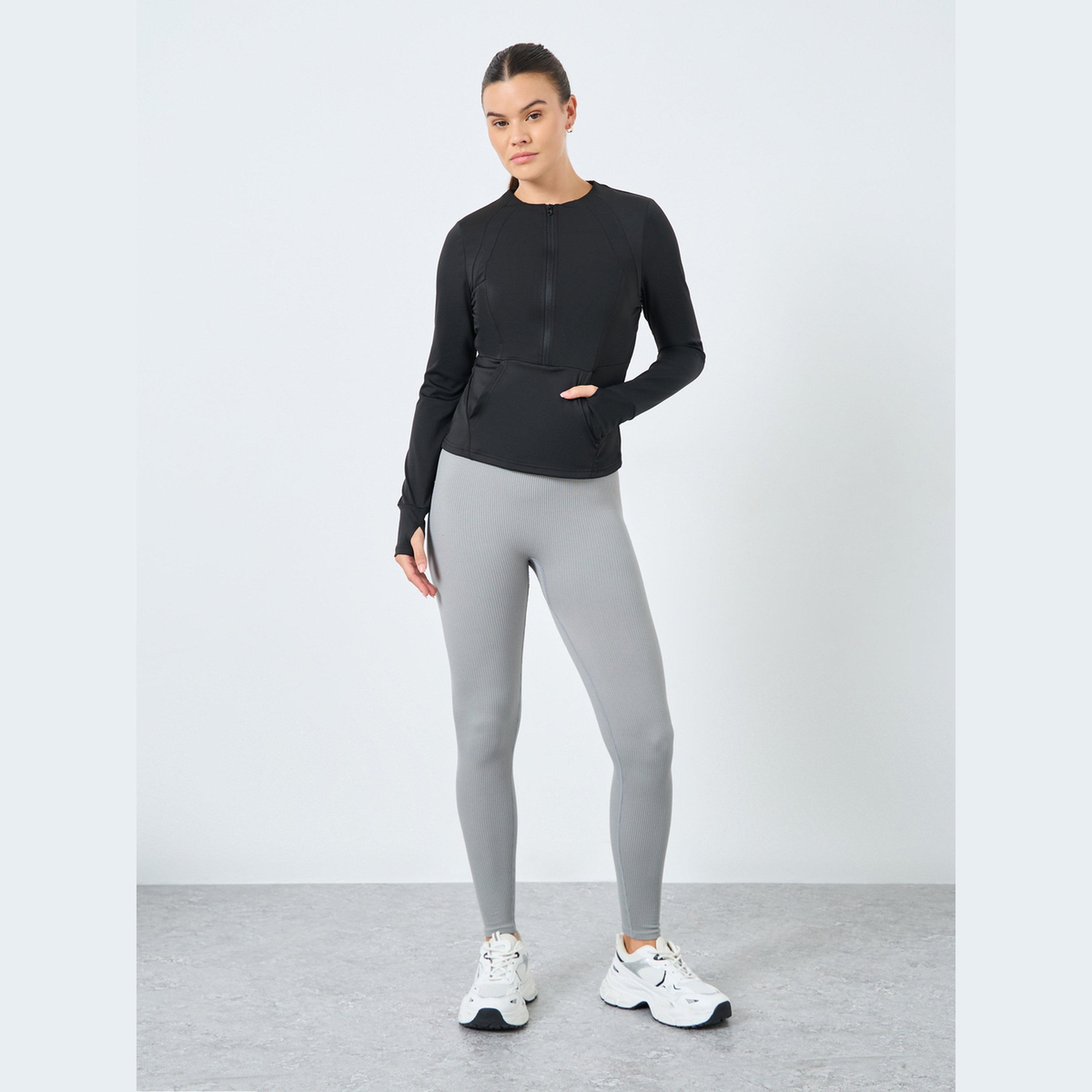 ستايلي - الجزء العلوي بسحاب نصفي مع تفاصيل درز محيطية-women-clothing-sportswearandactivewear-tshirtsandvests-image-2