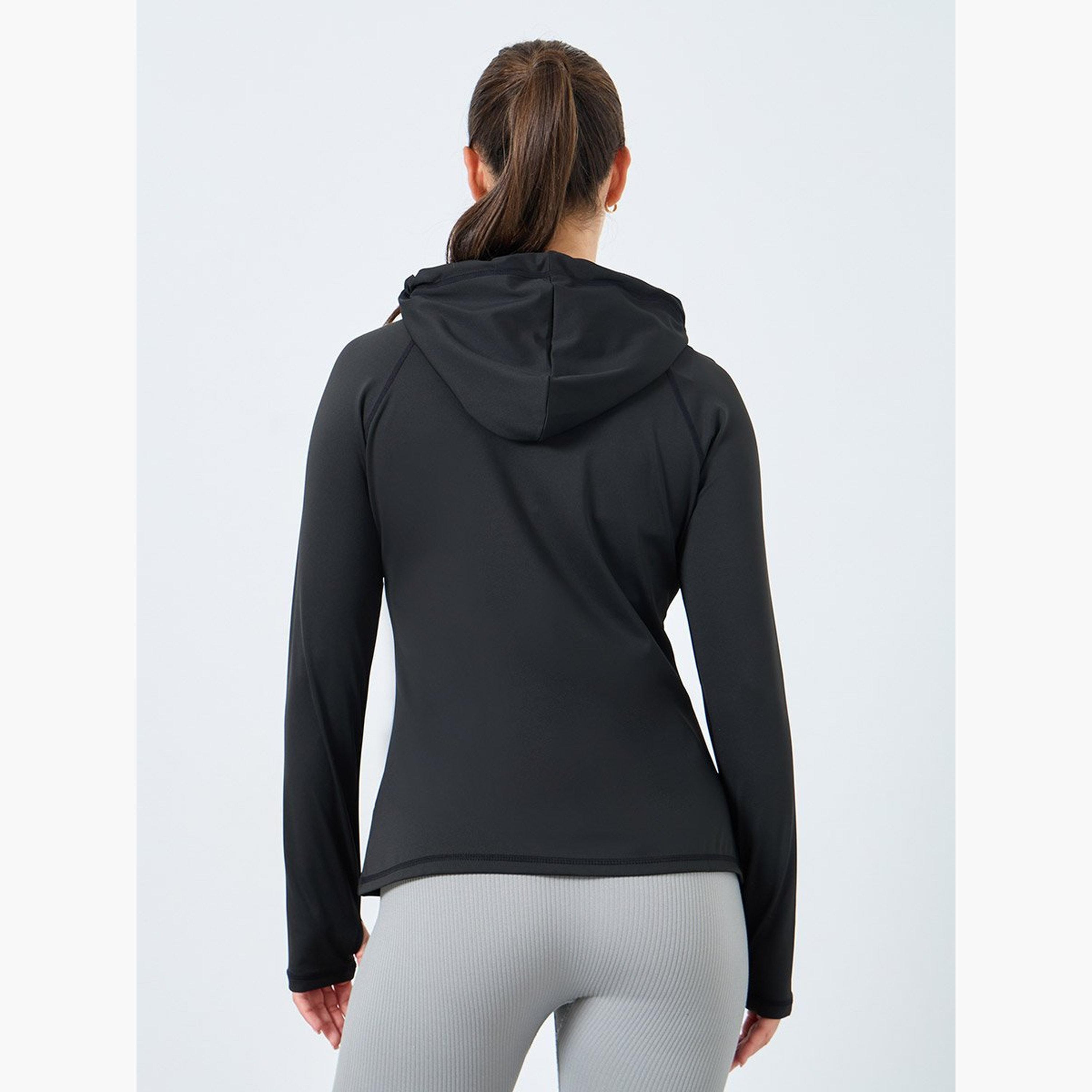 Styli Solid Hooded Neck Long Sleeves Women's Zip Through Sweatshirt-men-clothing-sportswearandactivewear-tshirtsandpolos-image-4