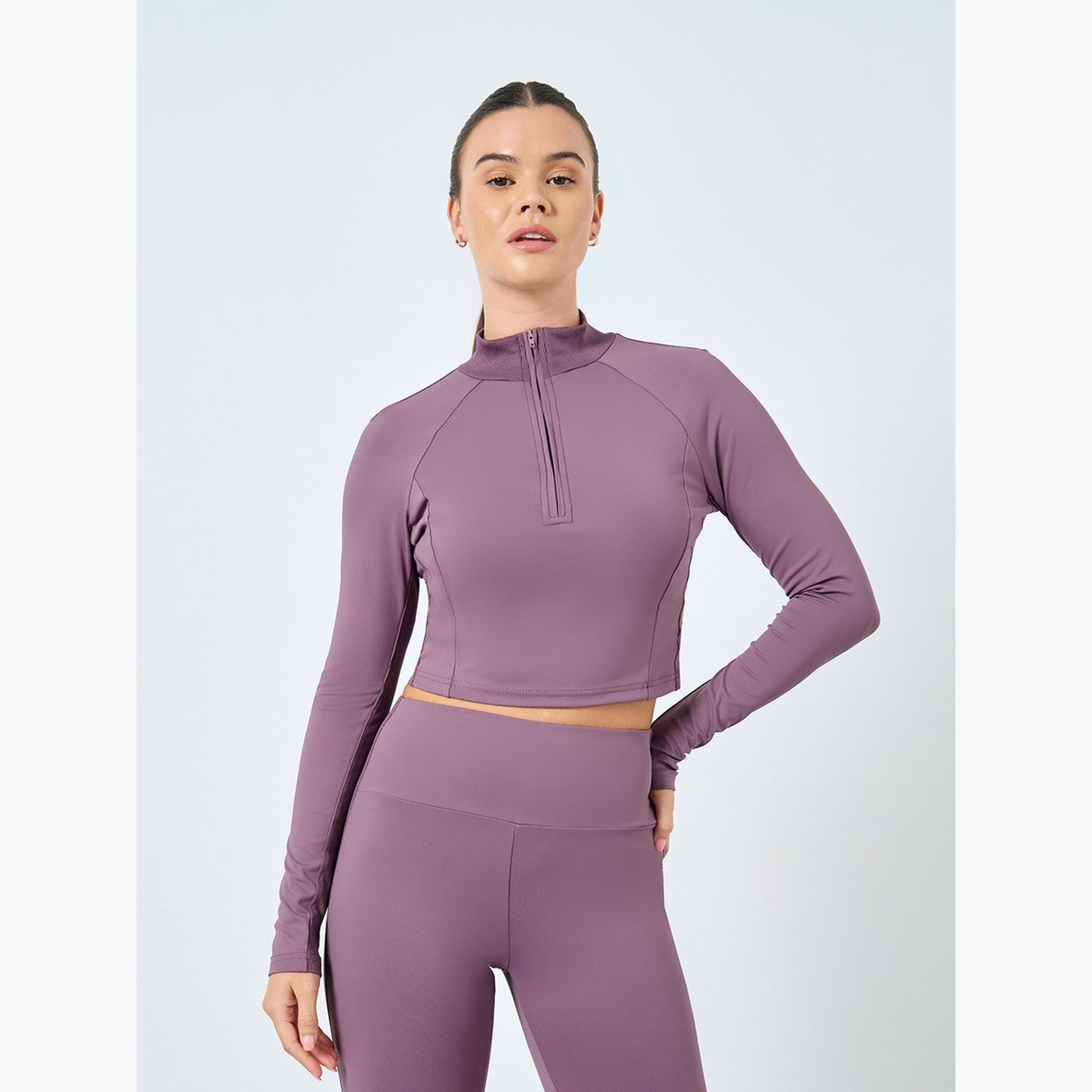 Styli Rib Panels Half Zip Top and Leggings Set-women-clothing-sportswearandactivewear-trackpantsandtracksuits-image-2