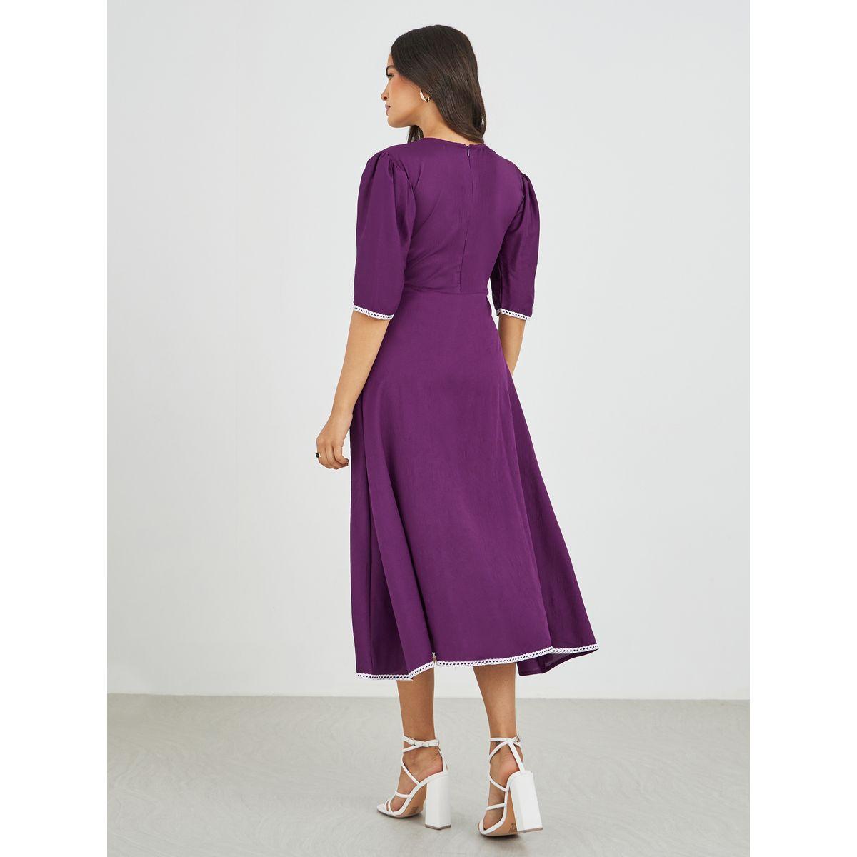 فستان سادة بياقة قارب وتفاصيل دانتيل-women-clothing-dresses-image-5