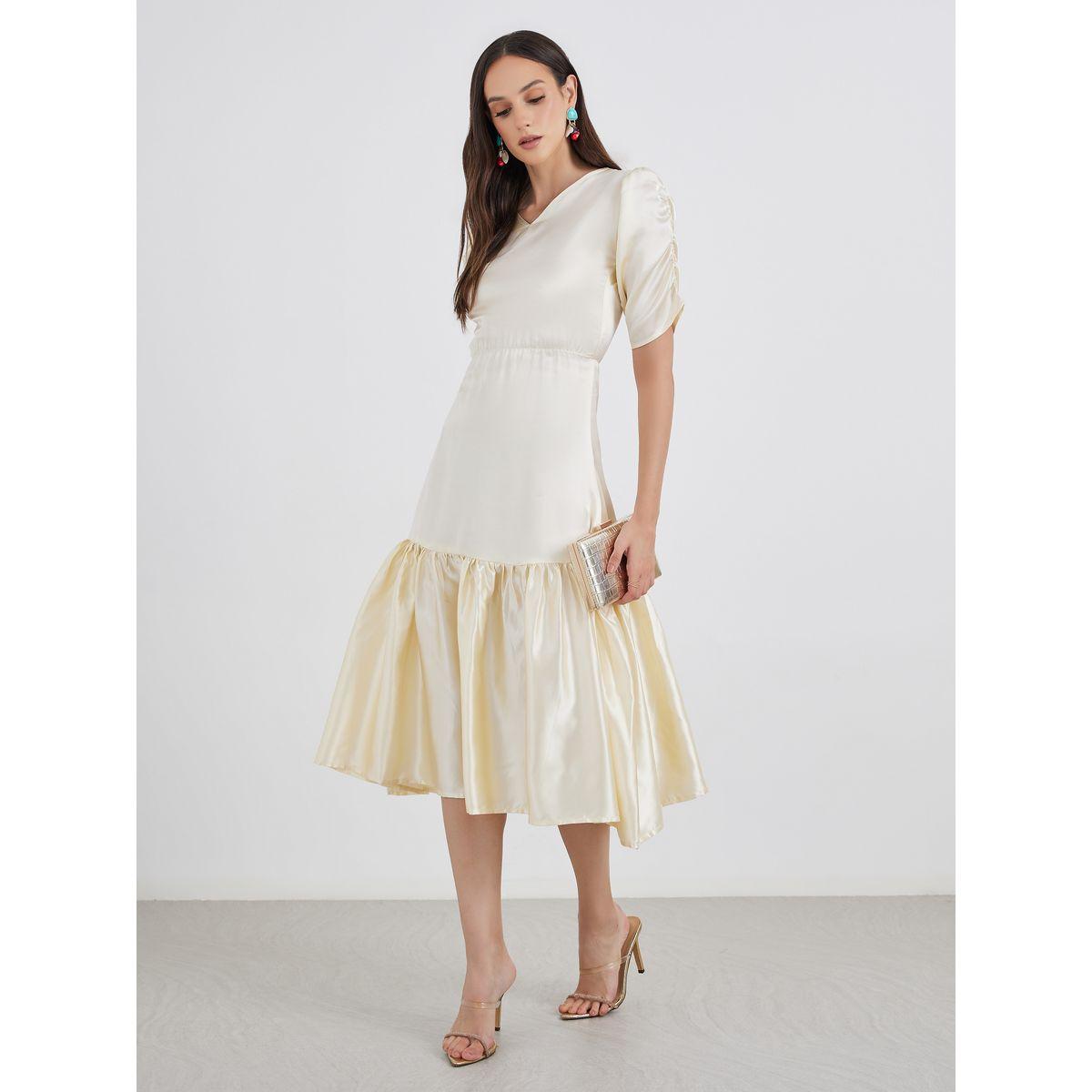 فستان ميدي ساتان بأكمام مزمومة-women-clothing-dresses-image-2