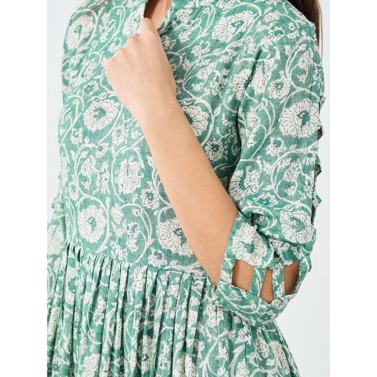 فستان ميدي بطبعة زهور مع حافة كشكش-women-clothing-dresses-image-4