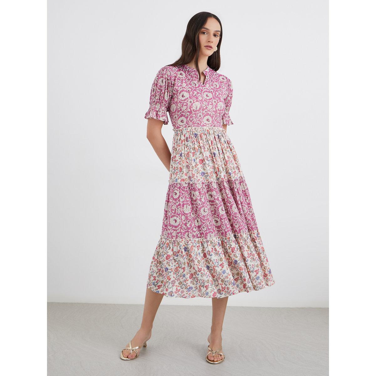 Maxim Creation Women All Over Print Tiered Midi Dress-women-clothing-dresses-image-2