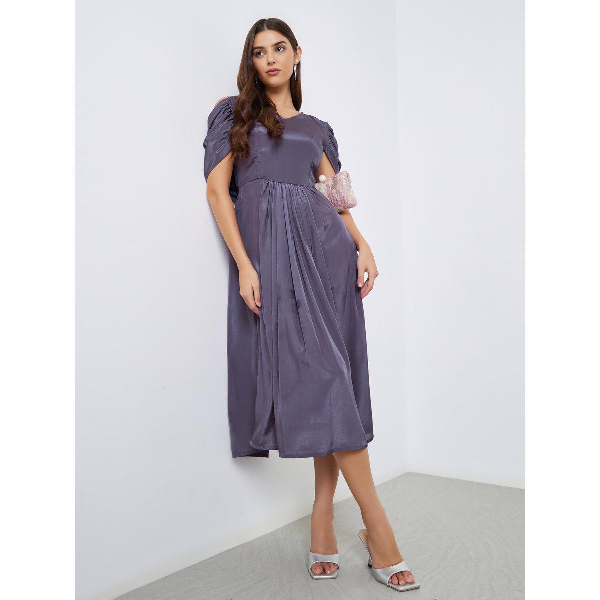 Maxim Creation Purple Draped Back Midi Dress-women-clothing-dresses-image-2