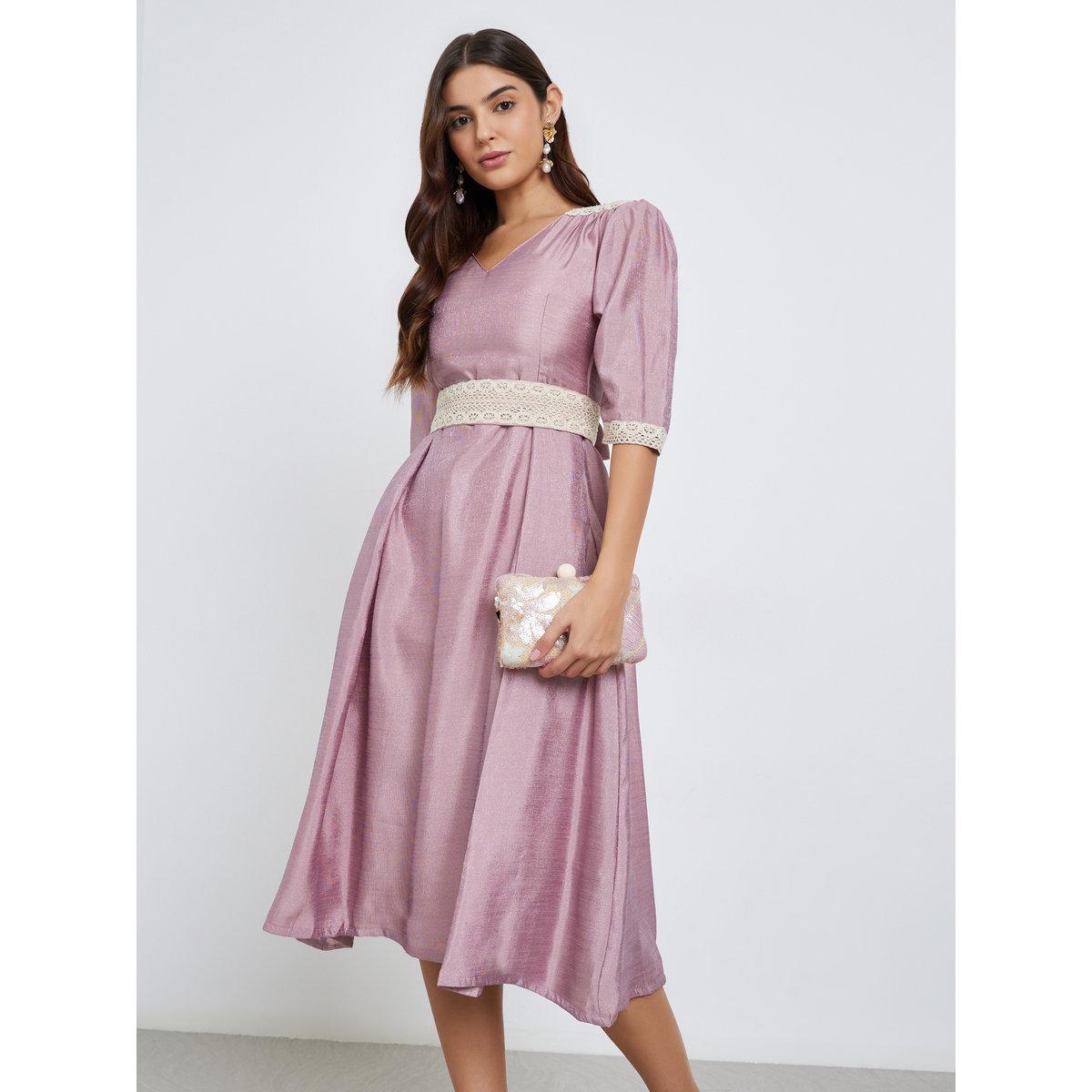فستان ميدي بتفاصيل دانتيل-women-clothing-dresses-image-3