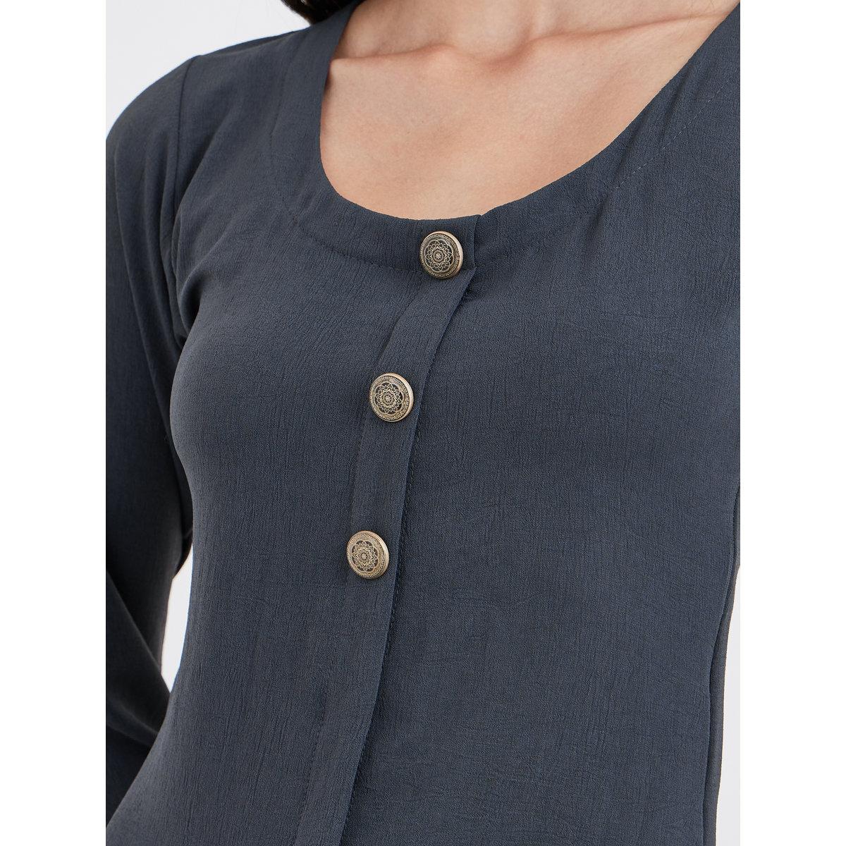 Maxim Creation Women Grey Maxi Dress with Buttons-women-clothing-dresses-image-4