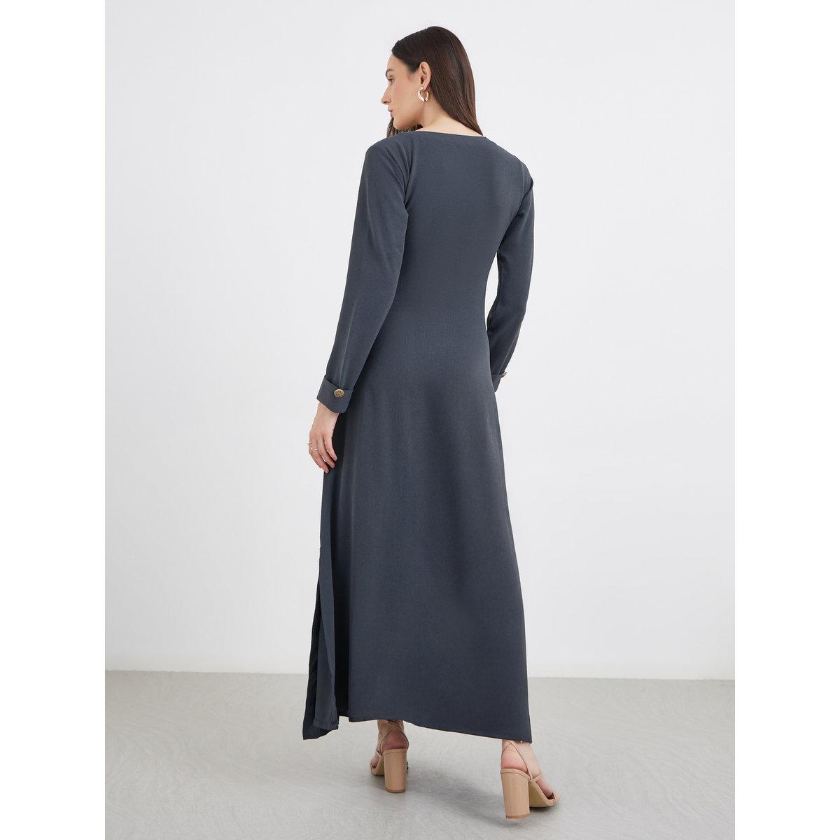 Maxim Creation Women Grey Maxi Dress with Buttons-women-clothing-dresses-image-6