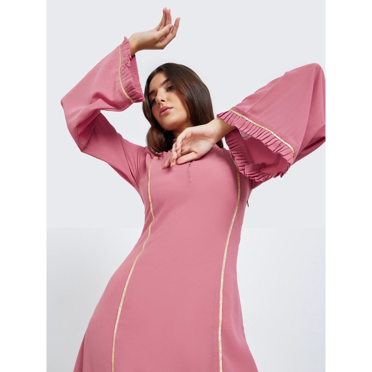 فستان طويل بتداخلات باللون الذهبي-women-clothing-dresses-image-3