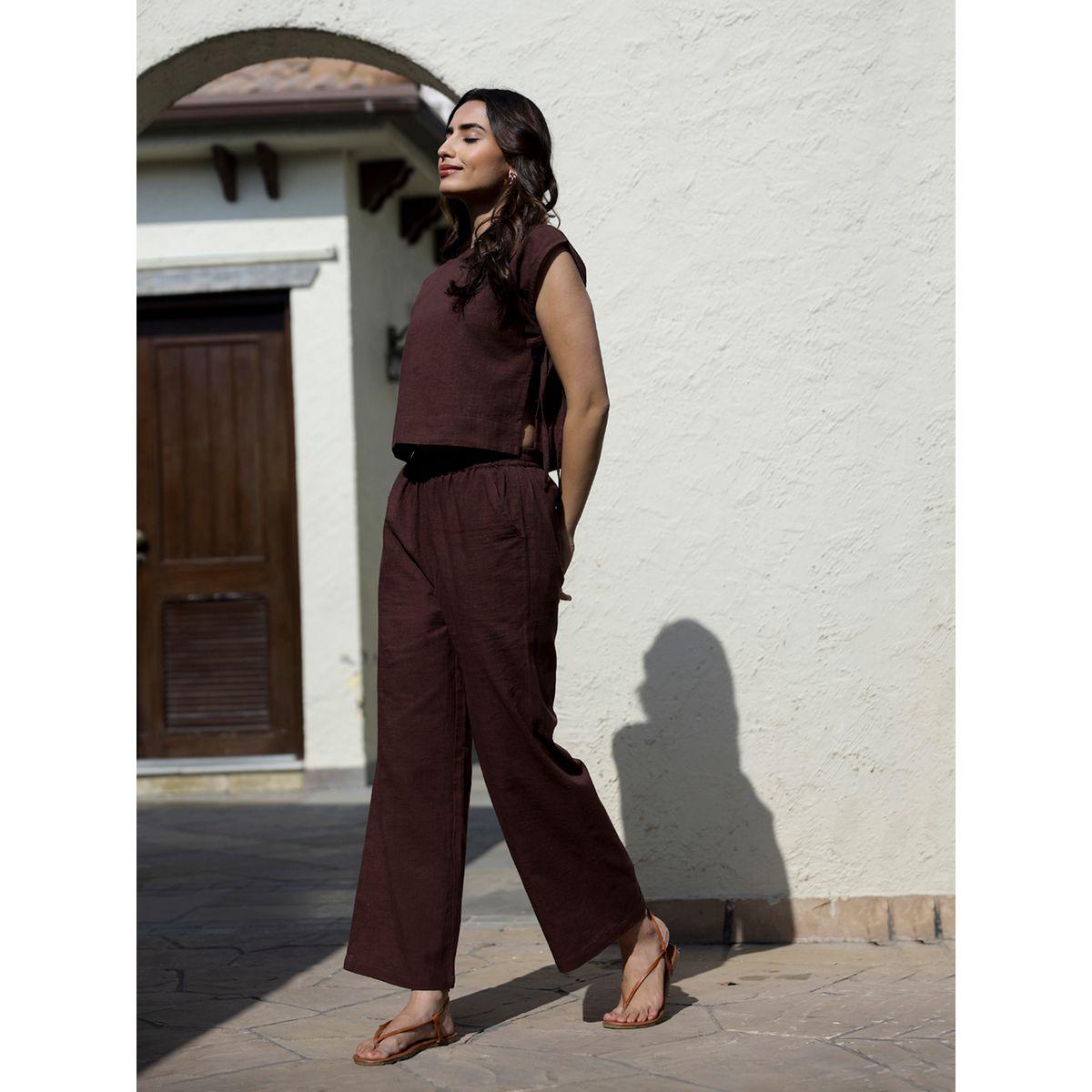 طقم منسق من بنطال وبلوزة بلا أكمام-women-clothing-coordsets-image-5