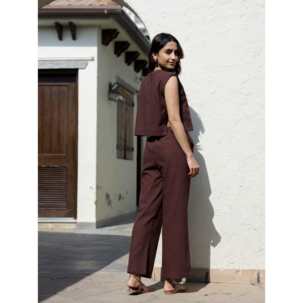 طقم منسق من بنطال وبلوزة بلا أكمام-women-clothing-coordsets-image-7