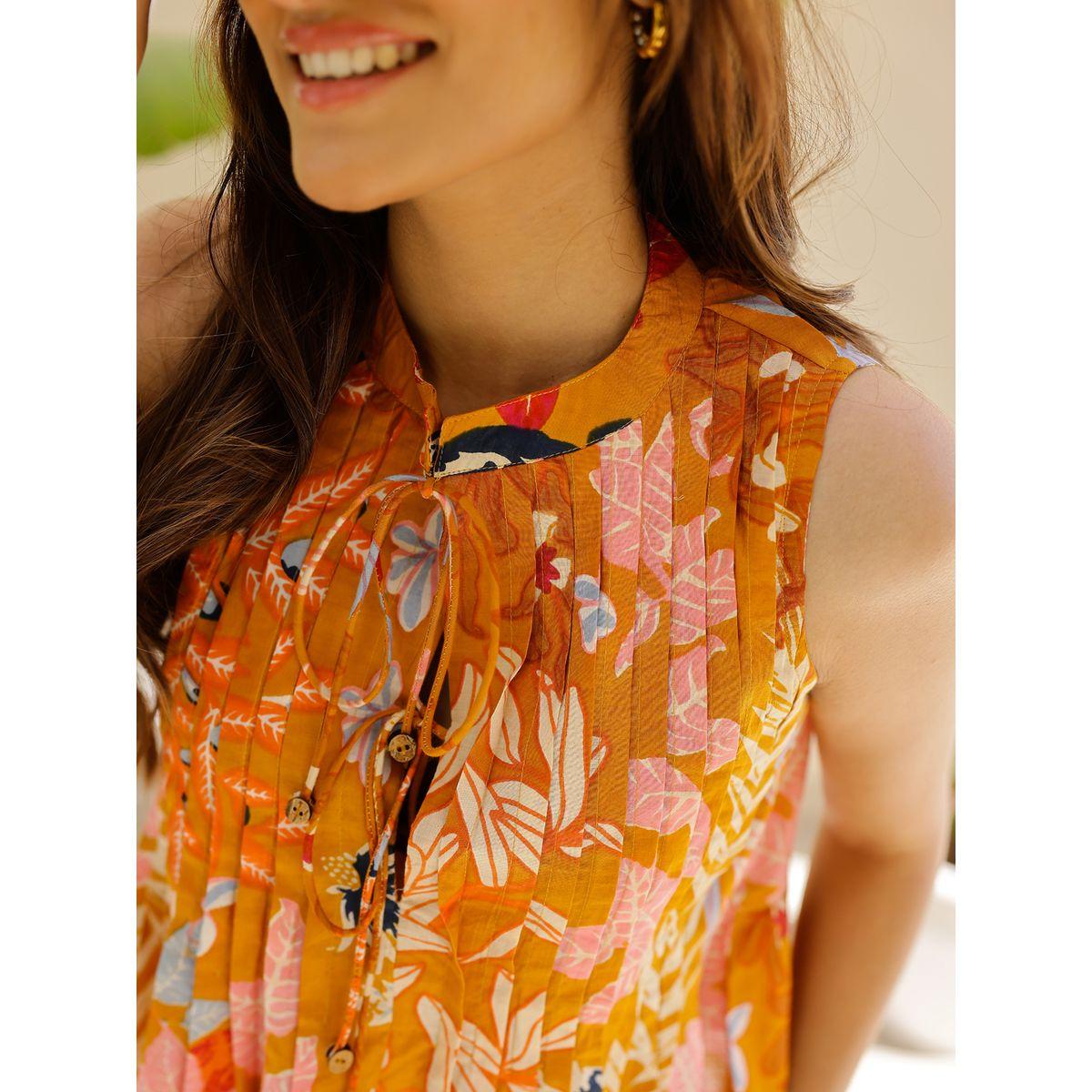 Sanskrutihomes Women Floral Printed Pintuck Top and Pants Co-Ords-women-clothing-coordsets-image-5
