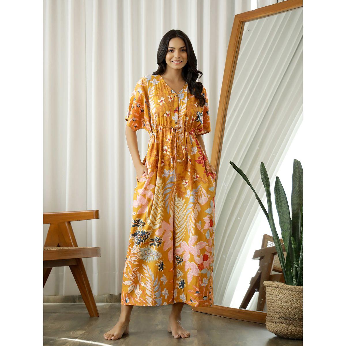 Sanskrutihomes Floral Printed Cotton Wide Leg Jumpsuit-women-clothing-jumpsuits-image-1