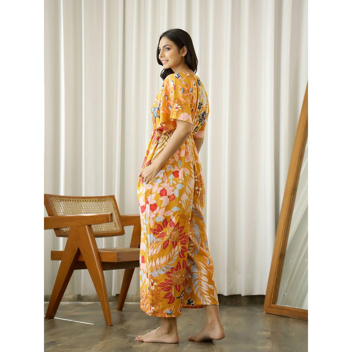 Sanskrutihomes Floral Printed Cotton Wide Leg Jumpsuit-women-clothing-jumpsuits-image-2