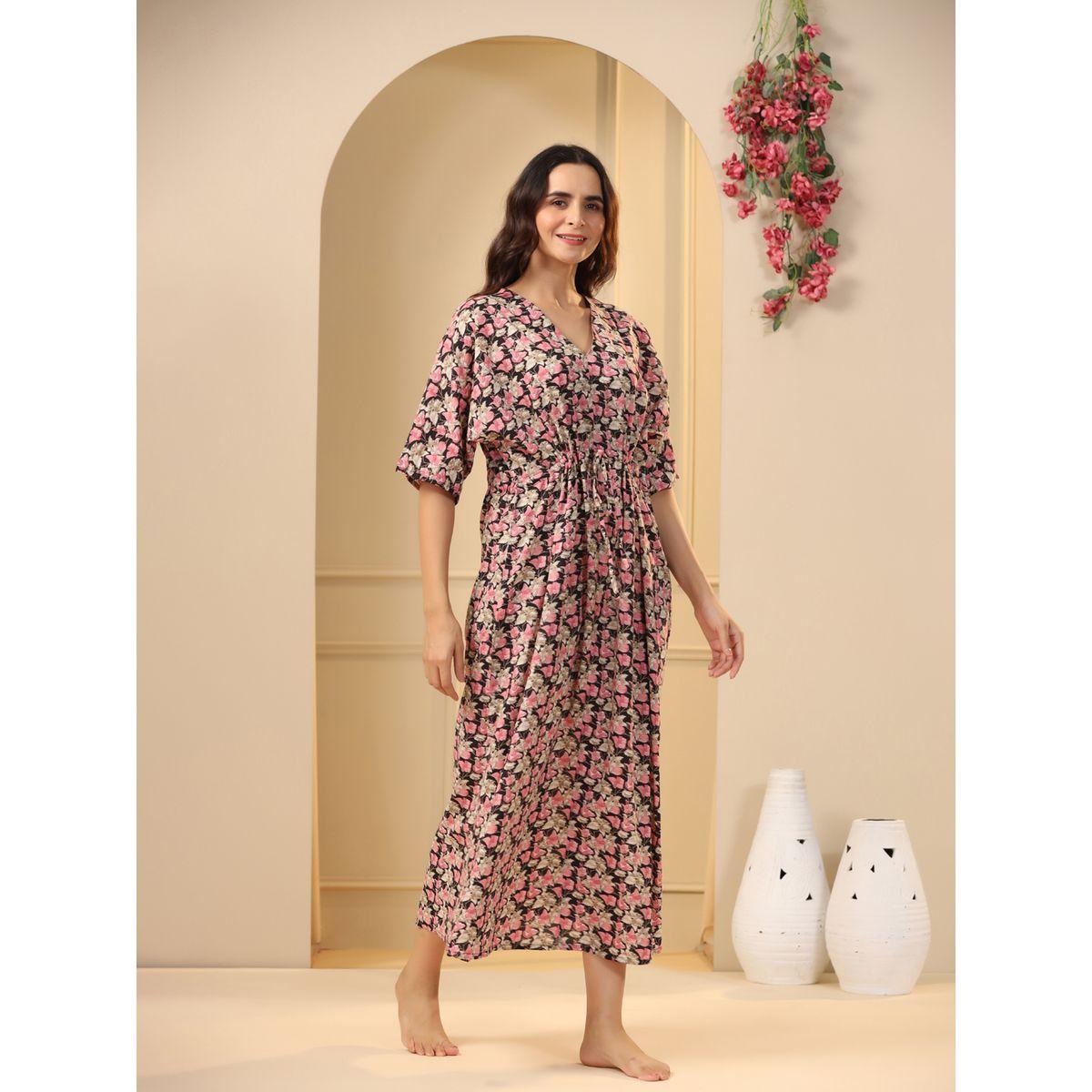قميص نوم قطني مطبع بالكامل-women-clothing-nightwear-nighties-image-2