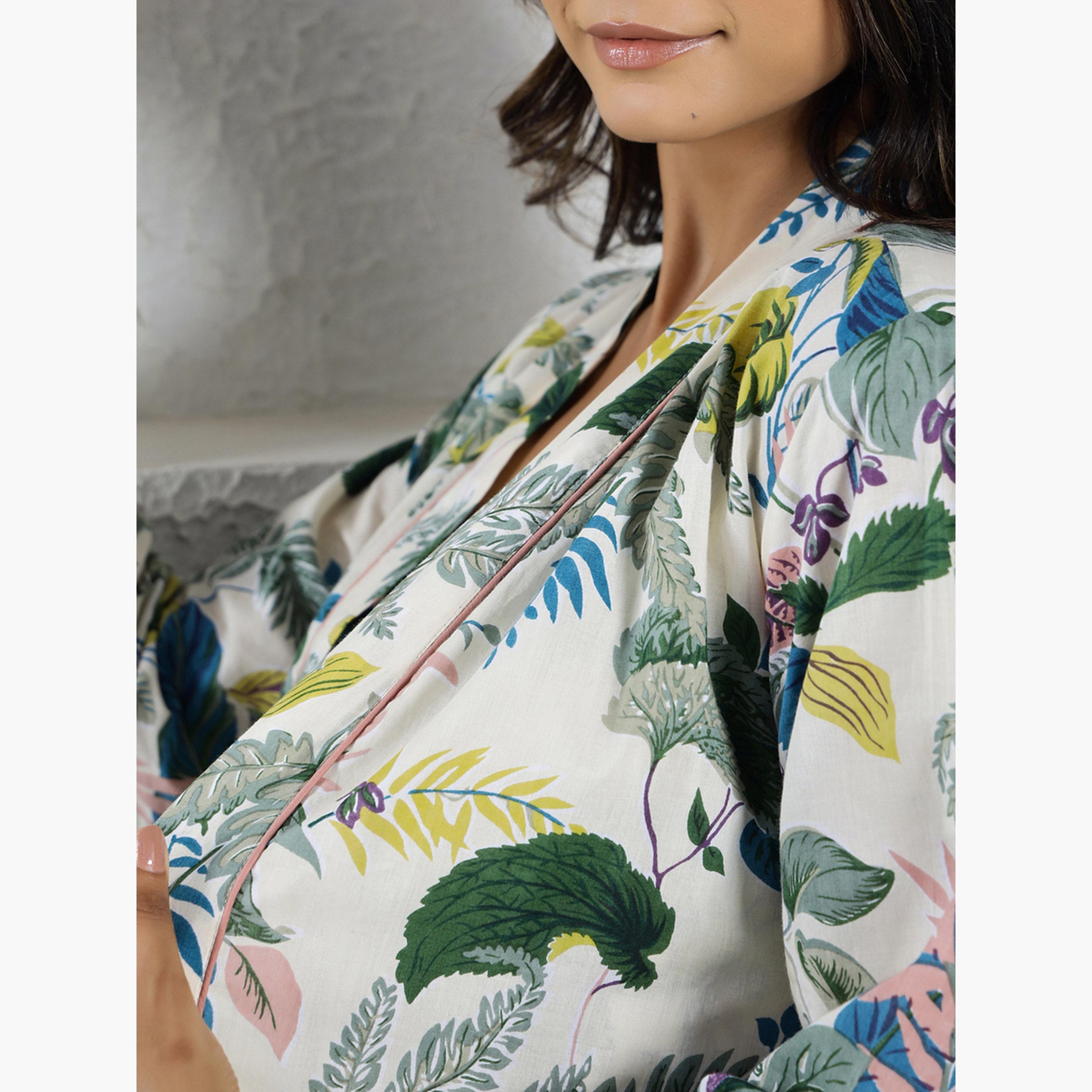 سانسكروتي هومز - قميص نوم قطني خالص مطبوع مع رداء-women-clothing-nightwear-nighties-image-5