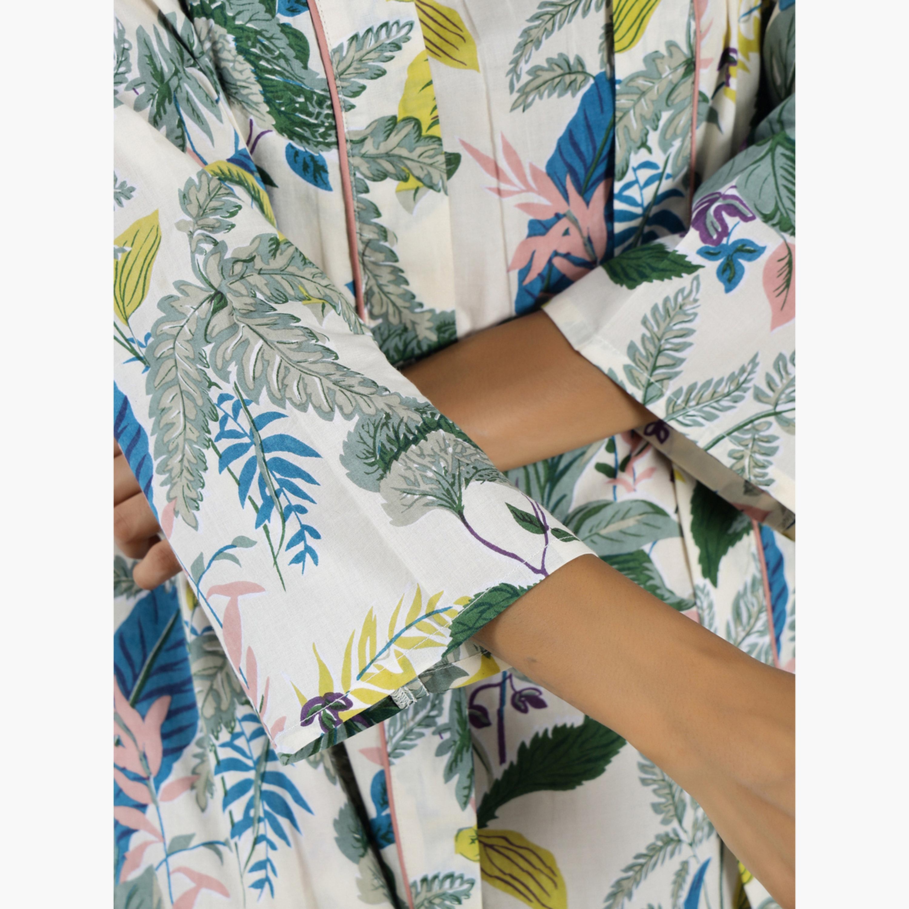 سانسكروتي هومز - قميص نوم قطني خالص مطبوع مع رداء-women-clothing-nightwear-nighties-image-6