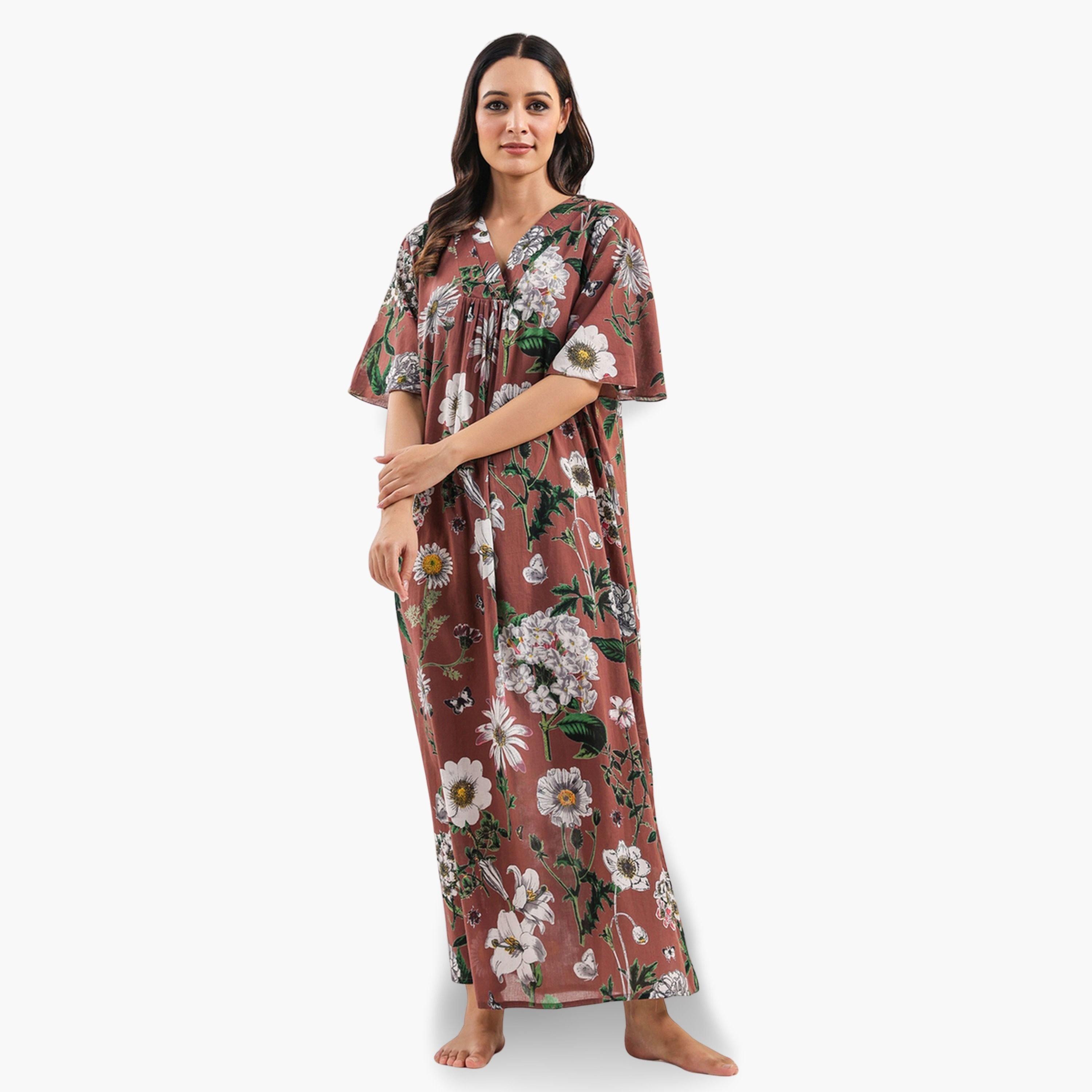 قميص نوم نسائي قطن خالص بطبعة-women-clothing-nightwear-nighties-image-1