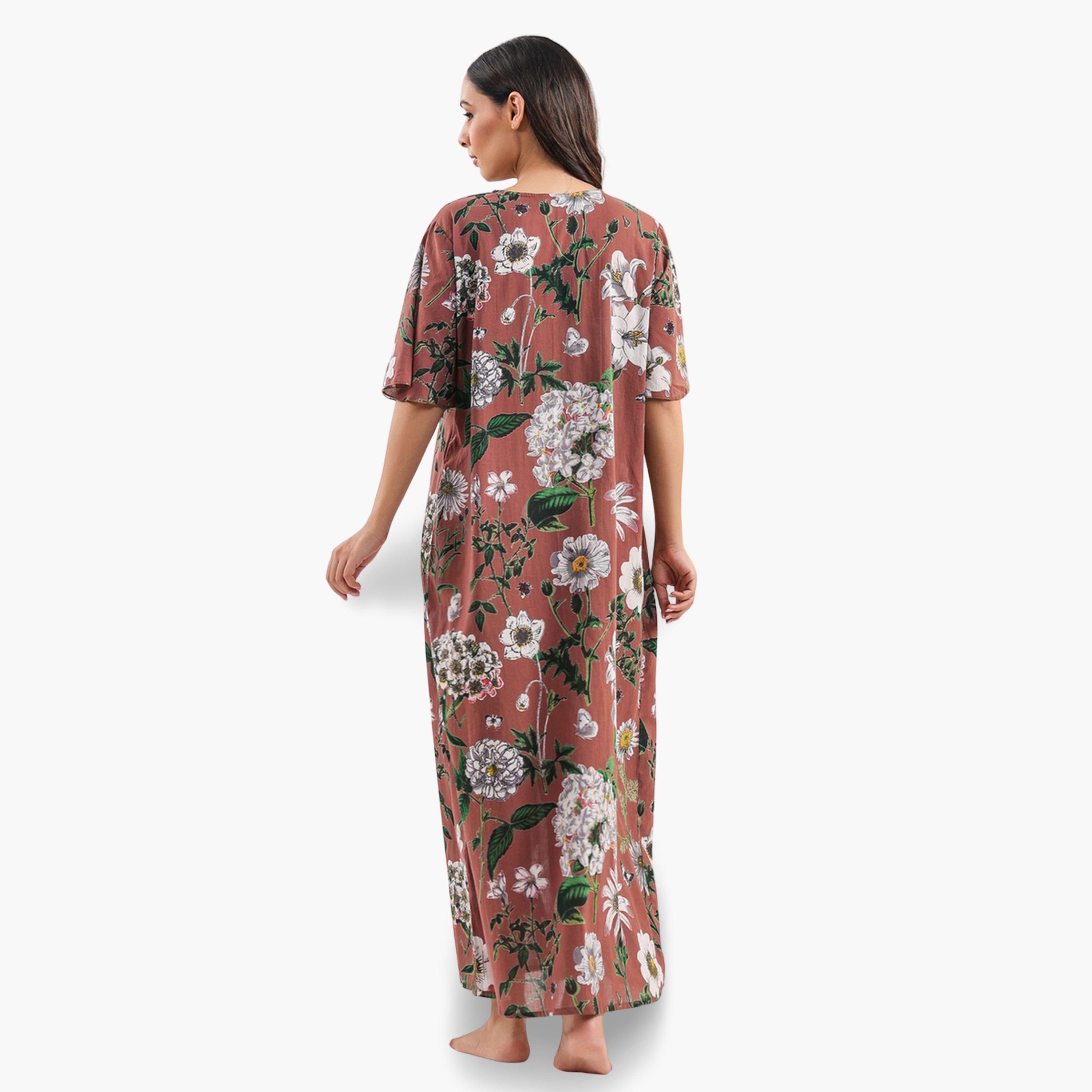 قميص نوم نسائي قطن خالص بطبعة-women-clothing-nightwear-nighties-image-2