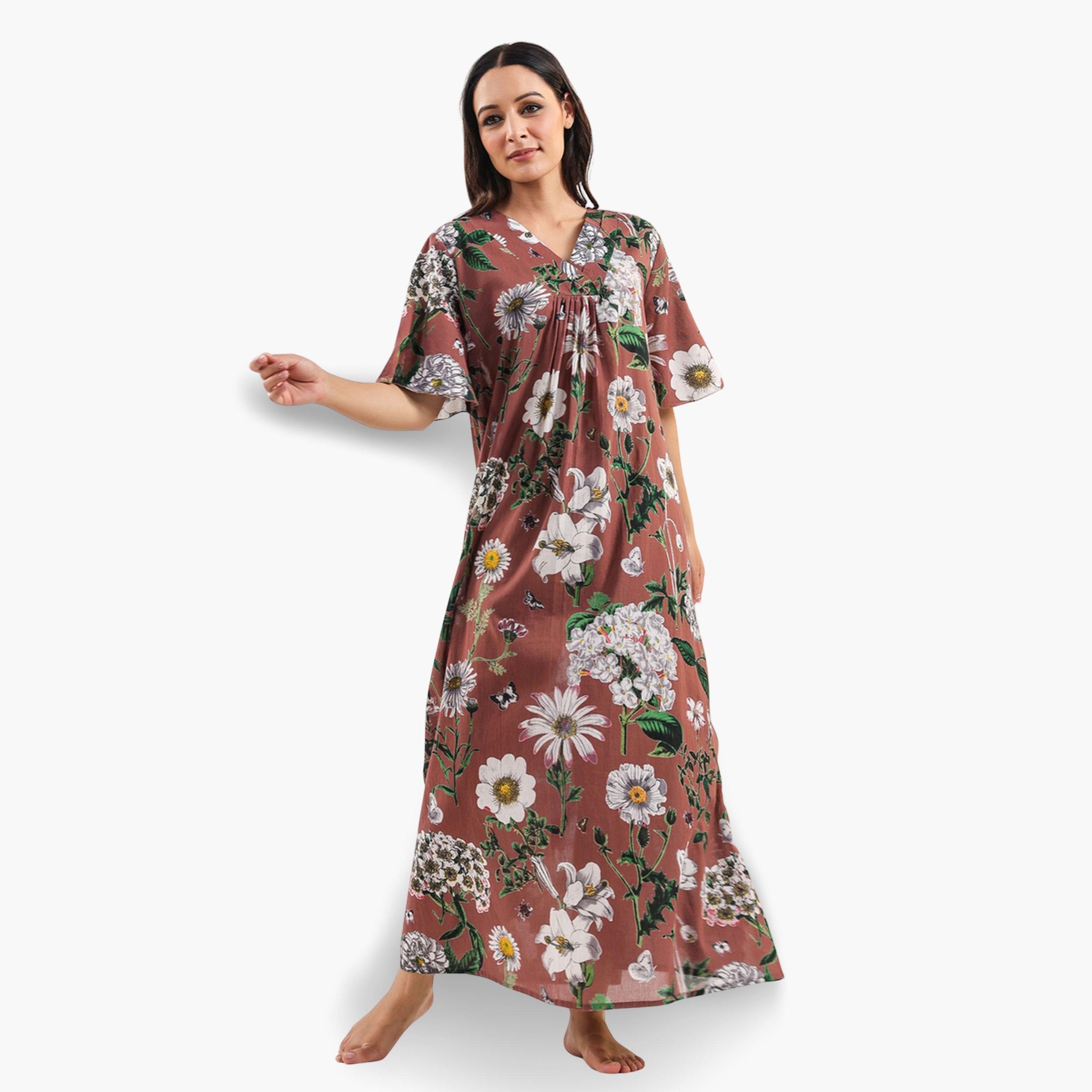 قميص نوم نسائي قطن خالص بطبعة-women-clothing-nightwear-nighties-image-3